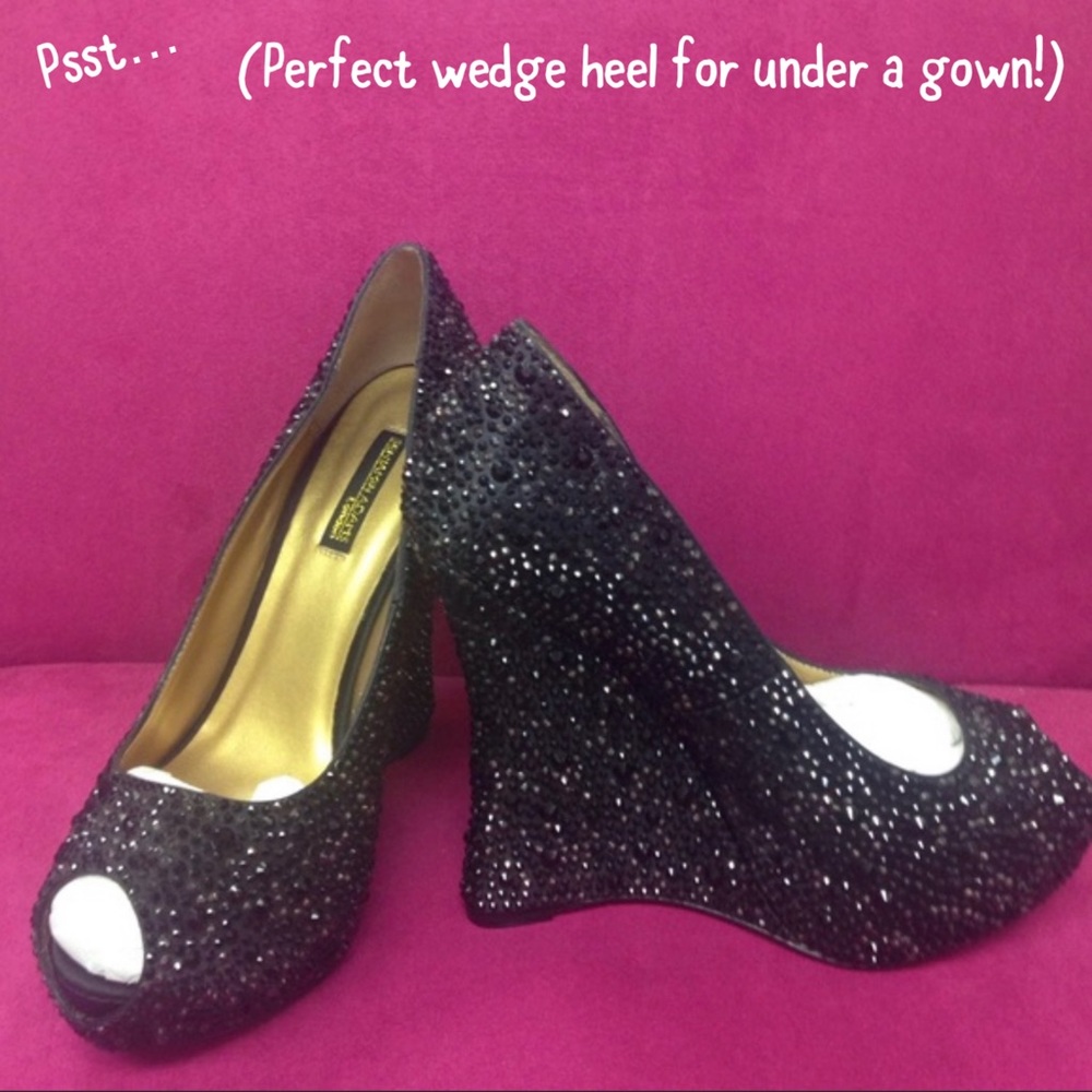 '🎉HOST PIckRareBenjaminAdams Black Crystal Wedges